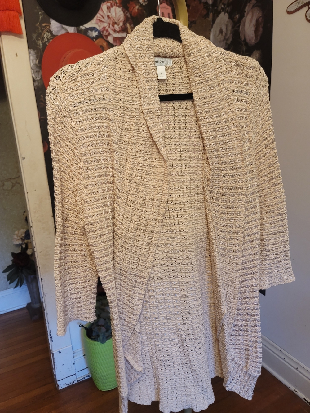 Dressbarn Peach Open-Front Knit Cardigan L